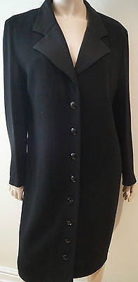 JAEGER Women's Black V Neck Sheen Lapels Formal Evening Coat Sz M