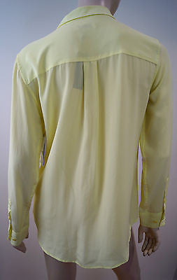 EQUIPMENT FEMME Lime Sherbet Yellow 100% Silk Sheer Evening Blouse M BNWT