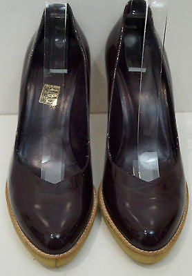 GUCCI Purple Burgundy Vernice Diamond Patent Leather High Platform Court Shoes