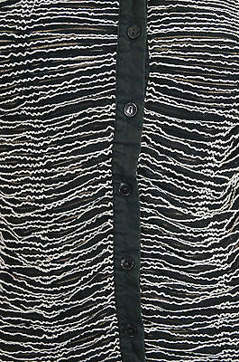 ANNE FONTAINE Black & White Ruffle Detail Collared Long Sleeve Blouse Shirt Top