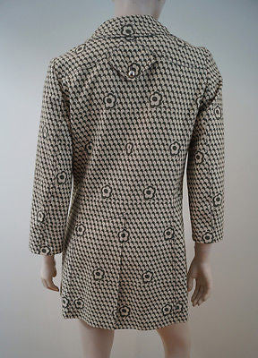 BARBARA BUI Beige Grey 100% Cotton Floral Geometric Print Silk Lined Jacket 40
