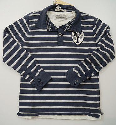 SCOTCH SHRUNK Boys Navy & Cream Brooklyn Gym Long Sleeve Rugby Shirt Top BNWT