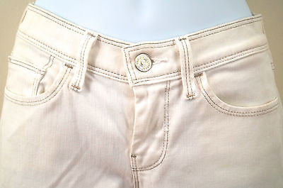 7 FOR ALL MANKIND Womens White Denim Silver Stitch Straight Leg Jeans Sz 26