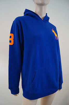 POLO RALPH LAUREN Boys Royal Blue Neon Big Pony Hoodie Sweatshirt Top BNWT