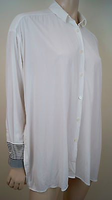 ANNE FONTAINE White Cotton Stretch Collared Formal Blouse Shirt Top FR36 UK8