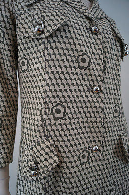 BARBARA BUI Beige Grey 100% Cotton Floral Geometric Print Silk Lined Jacket 40