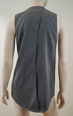 T BY ALEXANDER WANG Ladies Grey Stretch Silk Lined V Neck Sleeveless Top Sz: M