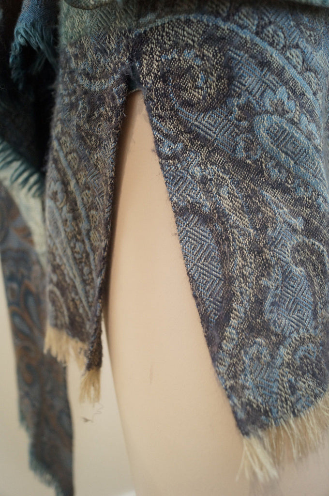 GIANFRANCO FERRE Greens Blues Wool / Cashmere Paisley Print Jacket & Scarf Sz:42