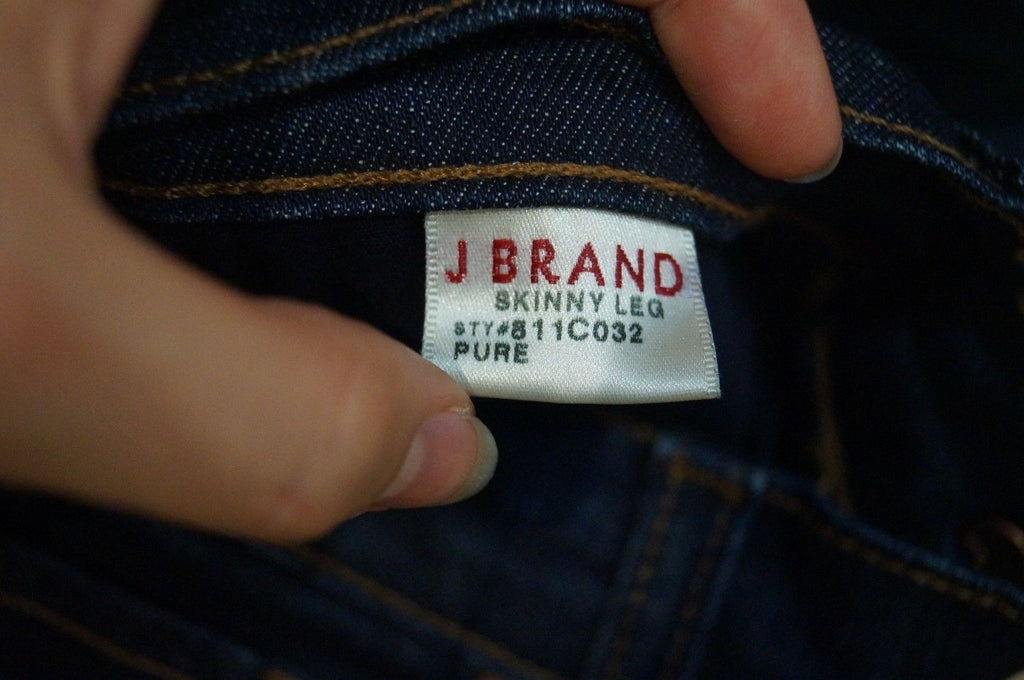 J BRAND Navy Blue Sty 811CO32 PURE Cotton Blend Skinny Leg Jeans Sz25 IL28"