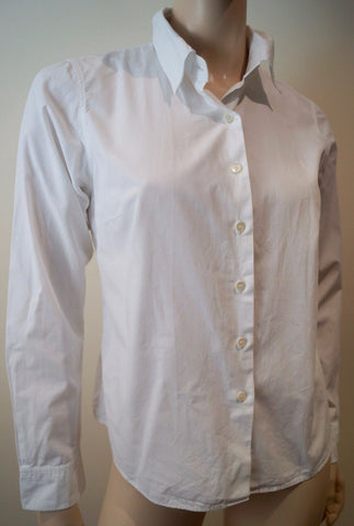 ANNE FONTAINE White Grey Cotton Blend Stripe Short Sleeve Blouse Shirt Top 40