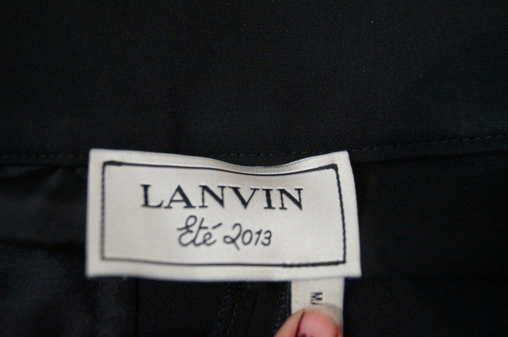 LANVIN ETE 2013 Black Silk Blend Formal Tapered Evening Trousers FR38 UK12