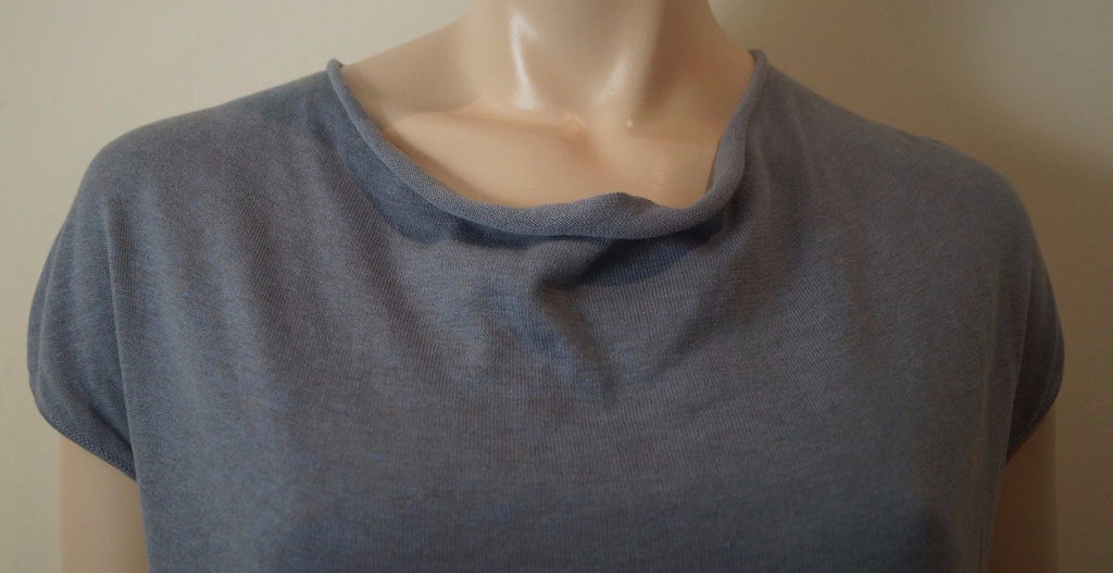 FABIANA FILIPPI Blue & Cream 100% Cotton Round Neck Short Sleeve Top UK12