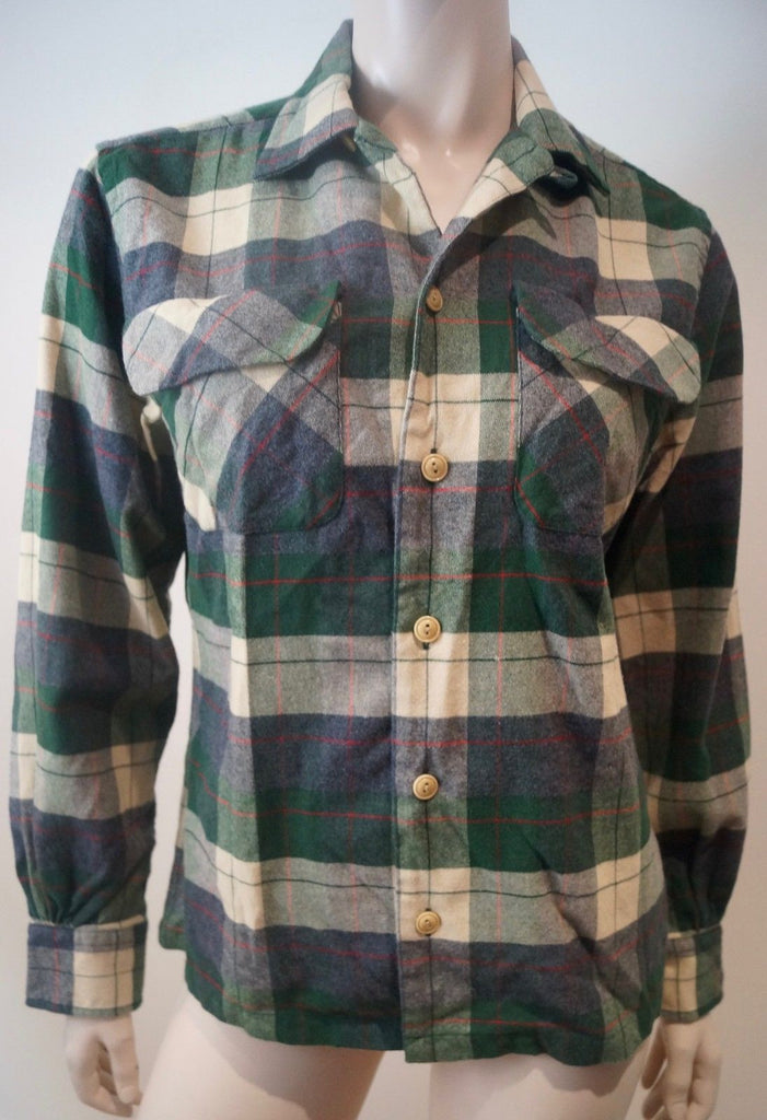 RALPH LAUREN Mens Green Cream Check Cotton Wool Classic Fit Long Sleeve Shirt 6