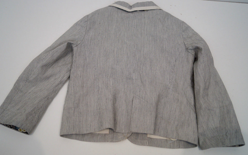 BONPOINT Baby Toddler Grey & Cream Cotton Linen Striped Formal Blazer Jacket 3Y