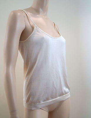 CELINE Off White Cream Knitwear Scoop Neck Sleeveless Cami Tank Jumper Top Sz:M