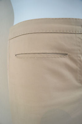 LOUIS VUITTON Beige Cotton Blend Stitch Detail Crop Trousers Pants Sz:38 UK10