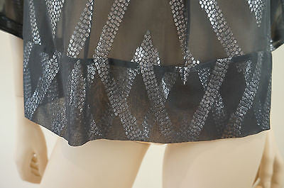 MALENE BIRGER Charcoal Grey & Silver; Silk & Lurex Evening Top DK34; UK8