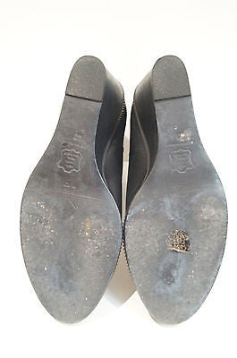 OPENING CEREMONY Black Leather Brass Zip Detail Wedge Ankle Boots EU40 UK7