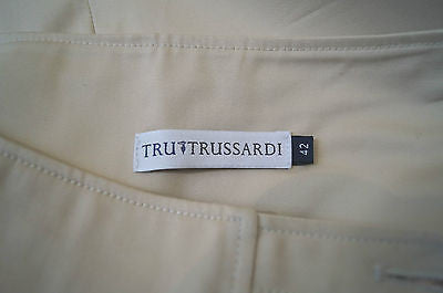 TRUSSARDI Made In Italy Beige Fitted Branded Wide Waist Pencil Skirt UK14; IT42
