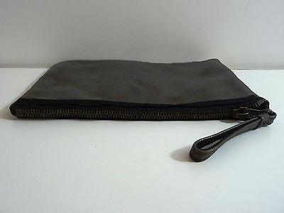 LANVIN PARIS Bronze Leather Metallic Small Evening Zip Top Clutch Bag / Purse