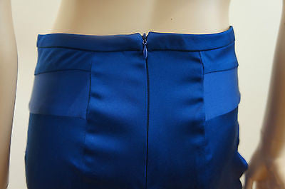 CLEMENS EN AUGUST Silk Blend Royal Blue Slim Leg Evening Trousers EU38 UK10