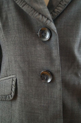 CLASSIQUES ENTIER Dark Grey Pleated Wool Mix Evening Blazer Jacket 10 UK14 BNWT