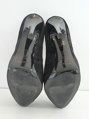 MISSONI Black Suede & Leather Patent Detail Very High Heel Platform Court Shoes