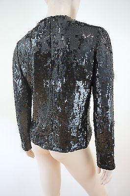 FREDA Designer Stunning Black Sequin Embelished Evening Jacket UK8 RRP £480