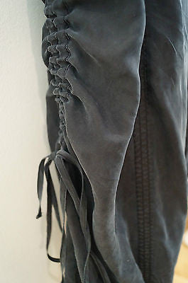 PINKO Black Cotton Bandeau Top & Charcoal Grey Silk Cargo Playsuit Jumpsuit UK8