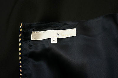 3.1 PHILLIP LIM Black Navy & Cream Wool & Silk Short Sleeve Mini Dress US8 UK12