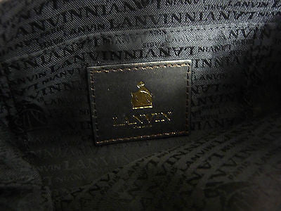 LANVIN PARIS Bronze Leather Metallic Small Evening Zip Top Clutch Bag / Purse