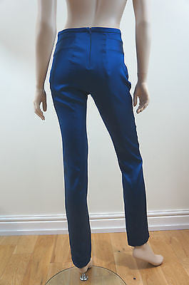 CLEMENS EN AUGUST Silk Blend Royal Blue Slim Leg Evening Trousers EU38 UK10