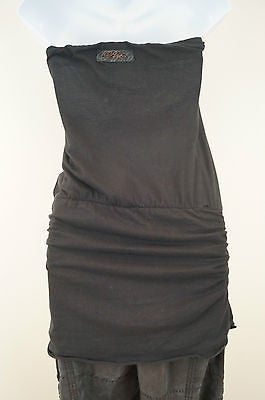 PINKO Black Cotton Bandeau Top & Charcoal Grey Silk Cargo Playsuit Jumpsuit UK8