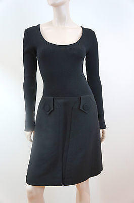 TARA JARMON Designer Black Long Sleeve A-Line Skirt Winter Dress EU40; UK12