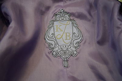 KAREN BROST LONDON Off White Pale Grey Black Zig Zag Pattern Lined Summer Coat