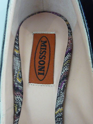 MISSONI Black Suede & Leather Patent Detail Very High Heel Platform Court Shoes