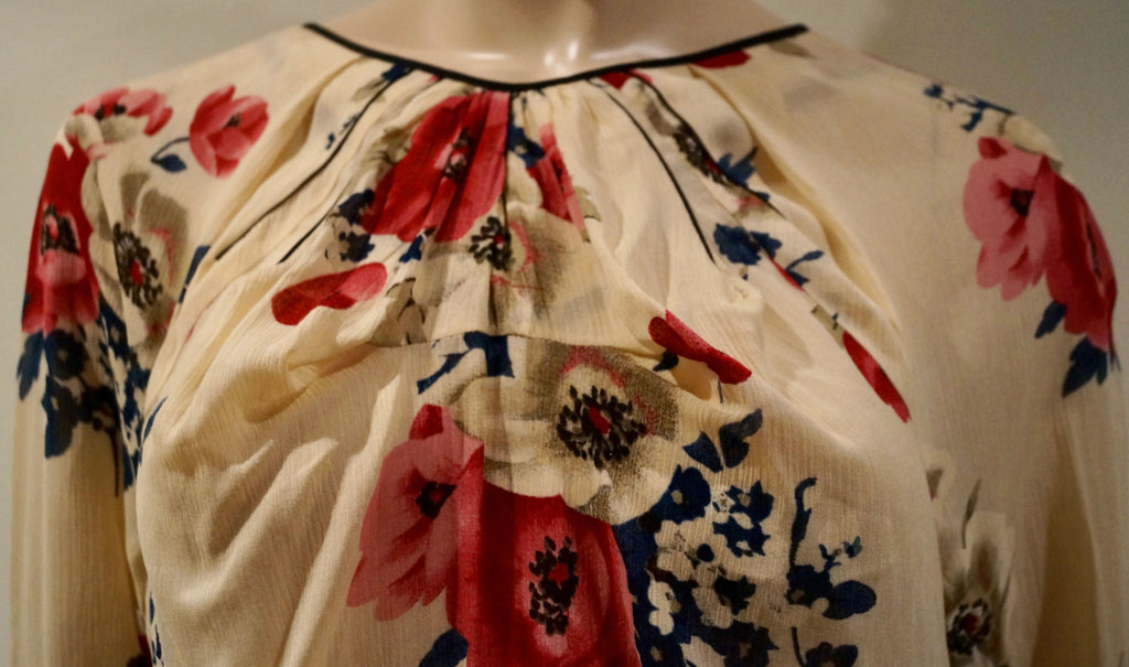 MARNI Cream Multi Colour Floral Print Long Sleeve Open Rear Blouse Top 40 BNWT