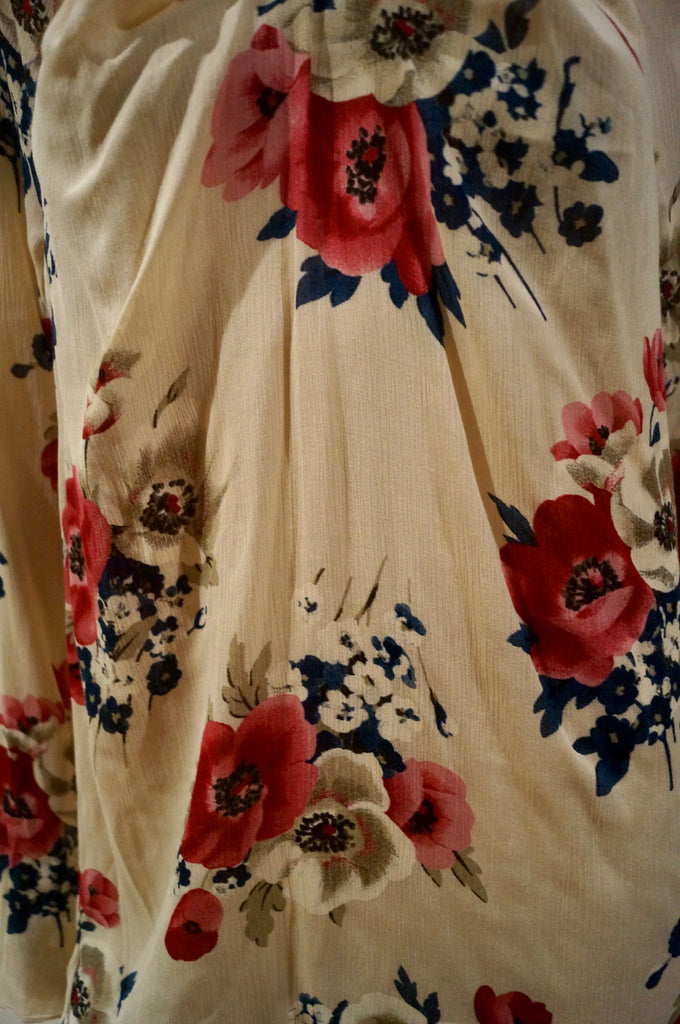 MARNI Cream Multi Colour Floral Print Long Sleeve Open Rear Blouse Top 40 BNWT