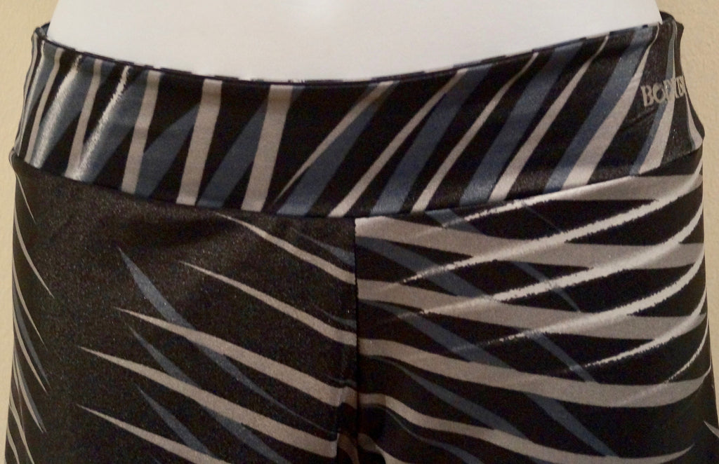 BODYISM Blue Black White Abstract Stripe Activewear Gym Leggings Trousers Pants