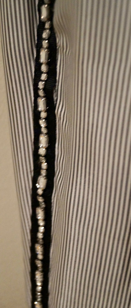 MAJE Blue White Stripe Diamante Detail Elasticated Waist Casual Trousers Pants M