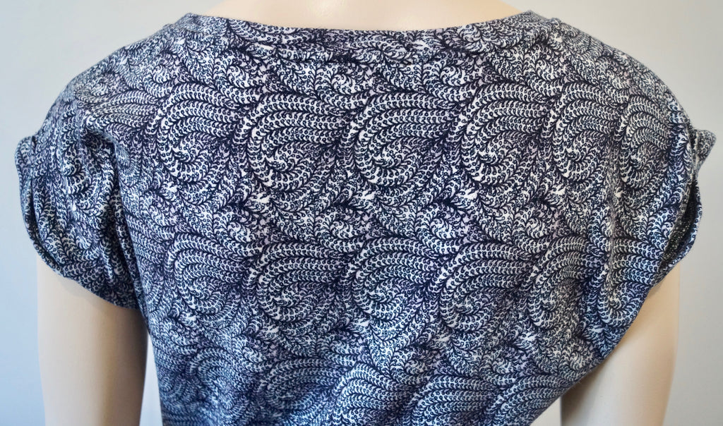 MAJE Black Blue White REPTILE Print Round Neckline Short Sleeve Jersey Dress 2