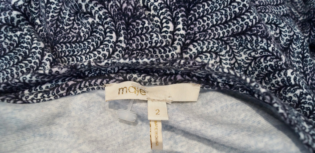 MAJE Black Blue White REPTILE Print Round Neckline Short Sleeve Jersey Dress 2