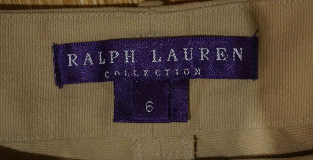 RALPH LAUREN COLLECTION Beige Cotton & Tan Leather Panel Jodhpurs Trousers UK10