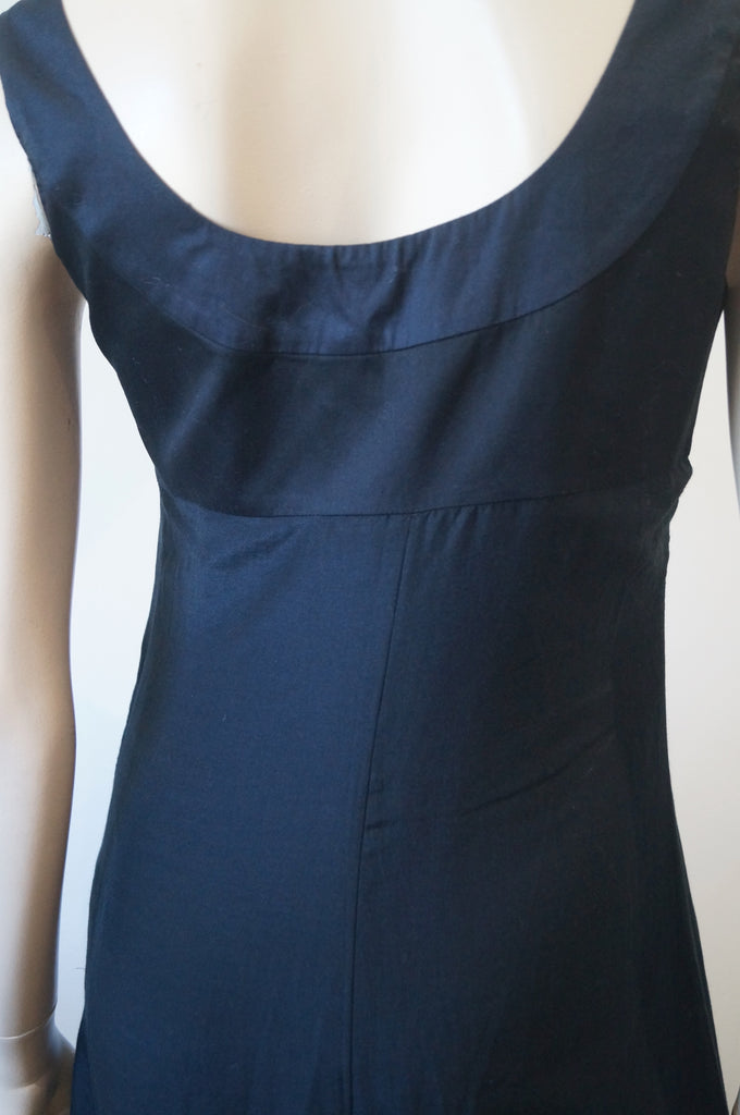 ELIE TAHARI Black Midnight Navy Embroidered Scoop Neck Sleeveless Maxi Dress 10