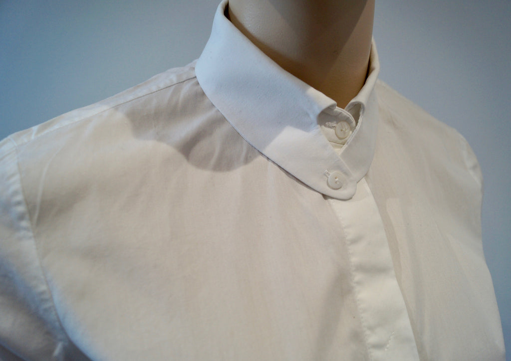 CARVEN White 100% Cotton Button Collar Long Sleeve Formal Blouse Shirt FR38 UK10