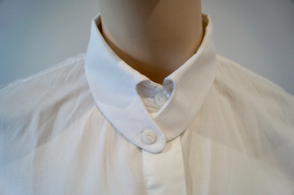 CARVEN White 100% Cotton Button Collar Long Sleeve Formal Blouse Shirt FR38 UK10
