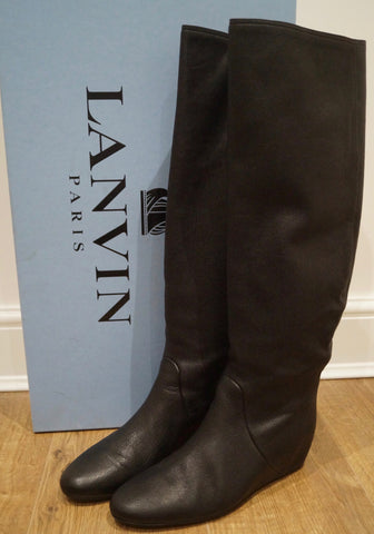 PAN TULIPANI Made In Italy Tan Leather Gold Stud Tall Length Boots EU41; UK8