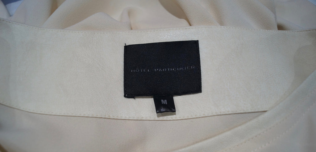 HOTEL PARTICULIER Cream Scoop Neckline Exposed Zipper Short Sleeve Blouse Top M