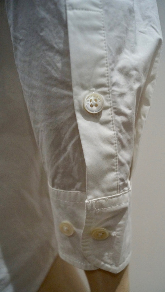 EQUIPMENT FEMME White Cotton Elastic Off Shoulder Long Sleeve Blouse Shirt Top