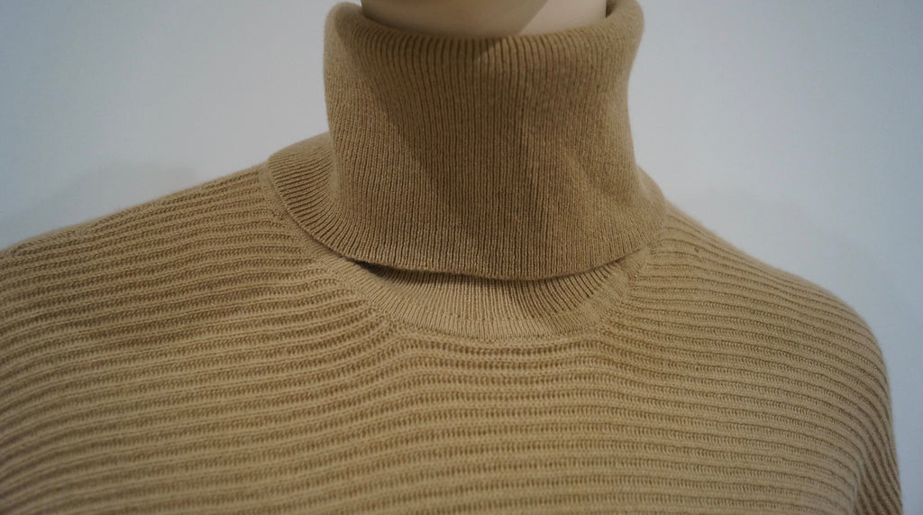 MICHAEL KORS Caramel Beige Merino Wool Cashmere Slouchy Rib Jumper Sweater M